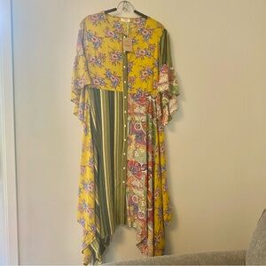 UMGEE NWT Womens Size Large Floral  Mix Patchwork Print Button Down Maxi Dress